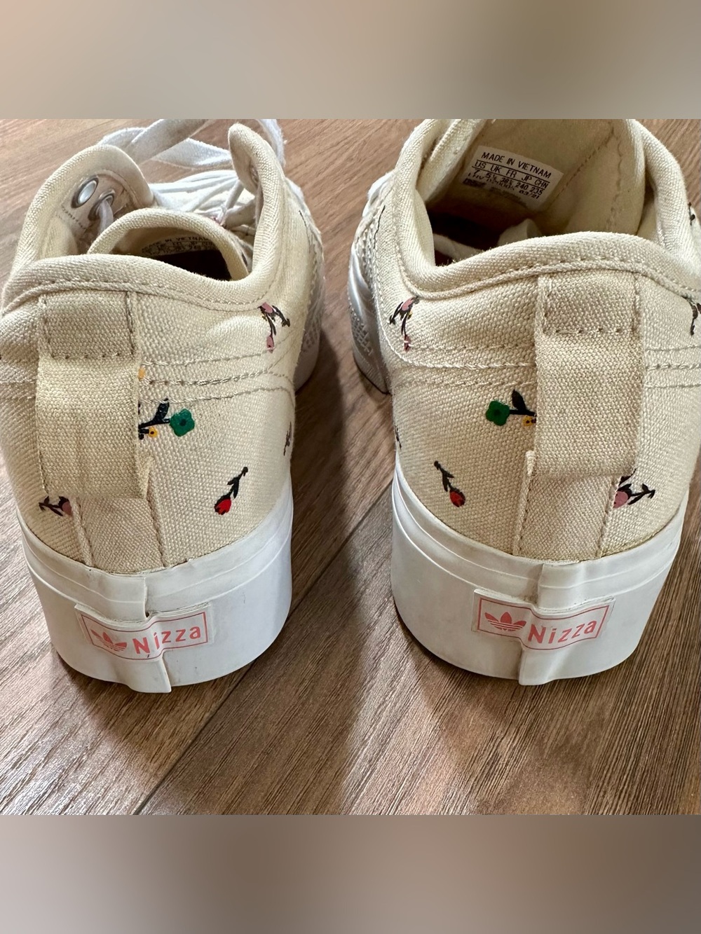 adidas Nizza Cream Canvas Floral Platform Sneakers - Picture 7 of 8